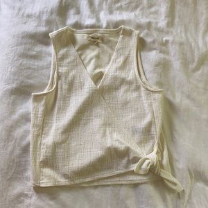 Madewell White textured wrap tank top
